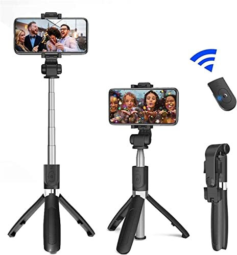 Corsehild Trípode de Palo Selfie Bluetooth, trípode de teléfono Compacto de aleación de Aluminio Extensible con Palo de Selfie de rotación remota de 360 ​​°