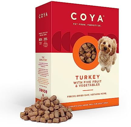 COYA Freeze-Dried Dog Food, Turkey, 750g, Grain Free & Hypoallergenic | Gently freeze-dried to lock in maximum taste, freshness and nutrients. Complete dry dog food made with 80% turkey