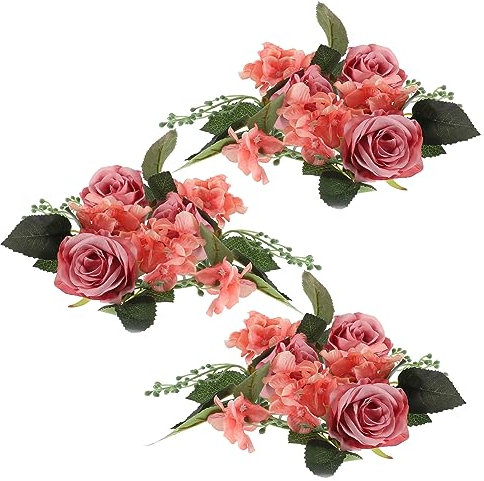 ABOOFAN 6pièces Guirlande Bougeoirs Fleurs Artificielles Rose pour Décoration De Table De Mariage Et Fête Centre De Table Élégant pour Maison