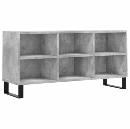 vidaXL TV Schrank, Fernsehschrank mit viel Stauraum, Fernsehtisch für Wohnzimmer, Lowboard Sideboard TV Ständer TV Gerät, Betongrau Holzwerkstoff