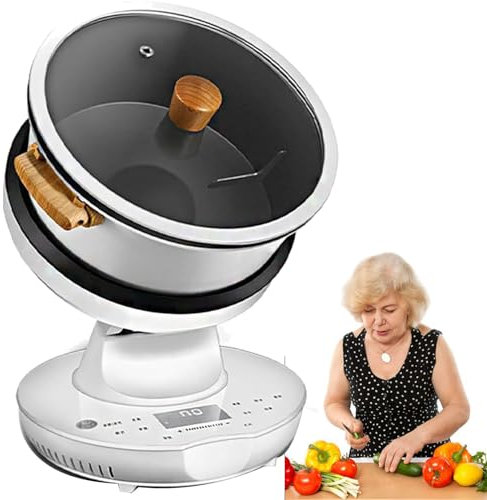 CGLYYDS 8L Máquina de cocción automática, Olla de salteada eléctrica de 2000w, Antiadherente, calefacción General 3D, Ajuste del Cuerpo de la Olla de 3 velocidades, Limpieza térmica automática