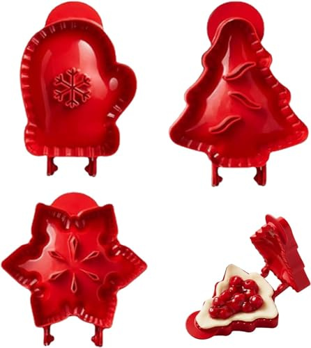 3PCS Christmas Mini Pie Makers, Christmas Hand Pie Maker One-Press Hand Pie Molds for Baking, Christmas Tree Snowflake Gloves Dough Press Molds, Christmas Party Baking Supplies