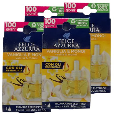 Felce Azzurra - Aria Di Casa, Ricarica Per Diffusore Elettrico, VANIGLIA e MONOI 20ml (4 Unità)