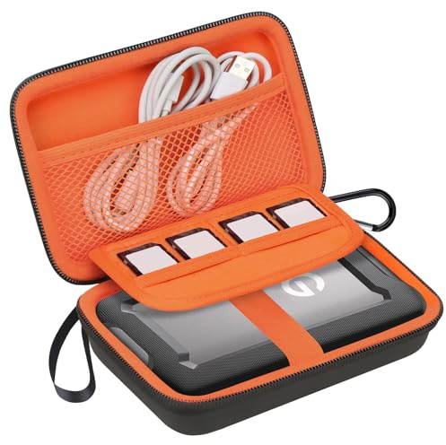 Lacdo Hard Drive Bärväska för SanDisk Professional G-Drive ArmorATD – Rugged Portable External Hard Drive HDD USB-C USB 3.2 Gen 1 - SDPH81G 1TB 2TB 4TB 5TB Stötsäker skyddande förvaringsväska, Orange