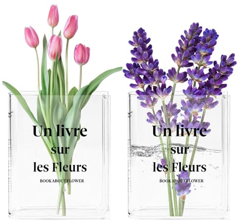 SPEACOUR 2 Stück Buchvase für Blumen buchvase Transparente Buch Vase Acryl Tulpenvase Book Vase Acrylvasen in Buchform Klare Blumenvase Bücherregal Deko Bookshelf Decoration Dekobücher für Blumen | Klare Acrylvase, Moderne Bücherregal-Dekoration, Für Tulpen, Trockenblumen und Wohnaccessoires