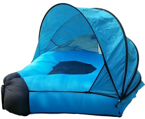 Aufblasbare Liege, Couch, winddicht, aufblasbare Liege, aufblasbares Recr Sofa mit Zelt, Luftpumpe, Sofa, aufblasbares Sofa mit Sonnenschutz für Schwimmen, Camping, , Wandern, Park, Hinterhof,