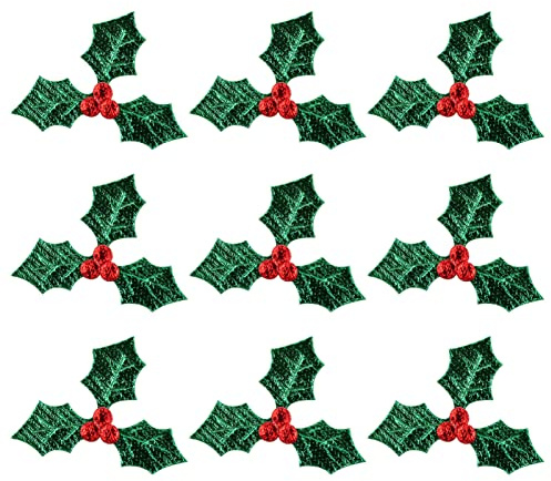 DIYEAH Künstliche Stechpalmenbeere Mit Grünen Blättern Stechpalmenzweige Kopfschmuck Dekoration Für Weihnachtskranz-Arrangement 100 Stück (Grün 3 cm)