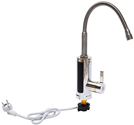 ACROSSPART Durchlauferhitzer 220V Elektrischer Wasserhahn Edelstahl Küchenarmatur Modern Schwarz mit Ablesbarer LED Temperaturanzeige 3KW