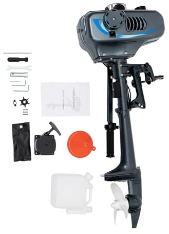 3.5HP 2-Stroke Outboard Motor, Heavy Duty 49cc Fishing Boat Engine Tiller Control System Marine Motor w/Water Cooling & CDI Ignition System for Rubber Boats, Inflatable Boats, Max. Speed 5000r/Min