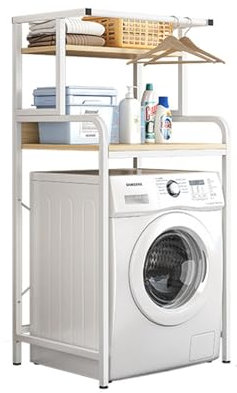 TOOYITR Waschmaschinenschrank 60 cm breit, Toilettenregal ohne Bohren,Waschmaschinenregal weiß, schwarz,Weiß,Zweiter Neuer