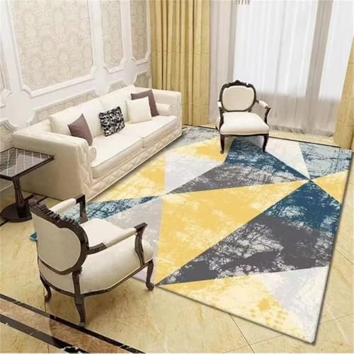RUGMRZ Area Rugs 60x90CM Zimmer Teppichen Teppich Outdoor Gelb Grau Blau Vintage Geometrische Mode Wohnzimmer