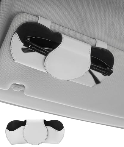 Flaconi Brillenhalter für Auto, Sonnenbrillenhalter Auto,Auto Brillenetui Sonnenbrillenhalter,Aonnenblenden Auto Organizer,Auto Brillenhalter,Auto Sonnenbrillenhalter (Weiß)