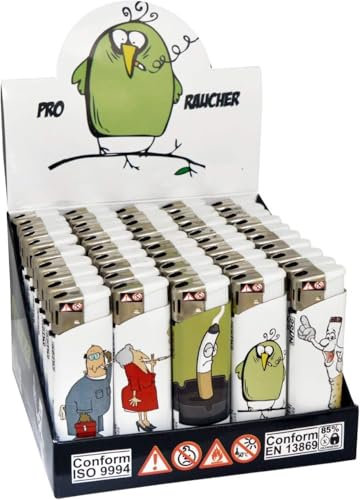 50x Pro Raucher Comic Elektronik Feuerzeuge Nachfüllbar Feuerzeug Elektrisch Lighter