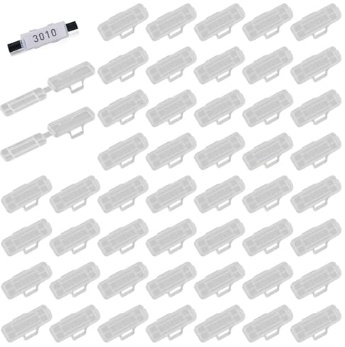 50 Stücke Transparent Kabeletiketten Erkennungsbox, Wiederverwendbare Kabelmarkierer, Wasserdicht und Staubdicht, für Haushaltsgeräte und Büro, 10x31 mm