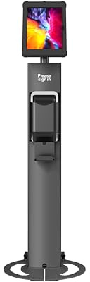 SPROCKET T Print Label & Badge Printer Kiosk - Professional iPad Kiosk Stand with Brother QL Printer Integration - Anti-Theft Tablet Floor Stand for Visitor Badges & Check-Ins, iPad 11-inch (A16)