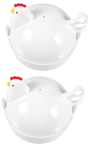 Cabilock Cocedor de Huevos para Microondas 2 Piezas Mini Vaporera de Plástico Forma de Utensilios de Cocina Portátiles para Cocinar Huevos al