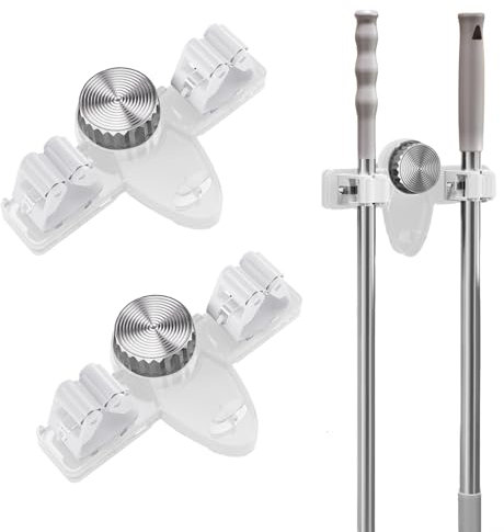 Gerätehalter, Besenhalterung Wand, Saugnapf Besenhalter Mopphalter Wiederverwendbar, Besenstiel Halterung, Wandhalterung Besen Halter, Gartengeräte Aufhängung, Besenhalterung für Küche Bad (Ax2)