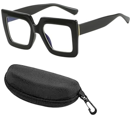XFSRG Occhiali Anti Luce Blu con Oversized Montatura Quadrata per Gaming Lettura Antiriflesso Moda Occhiali con Custodia per Uomo Donna