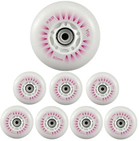 JCCHT Lumineszenz-Rollschuh-Räder, leuchtende einzelne Inline-Skate-Räder mit Lagern, 8er-Pack, 62 mm–125 mm,Lila,76mm
