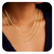 vidonio 3 Stück 14K Gold Vergoldet Ketten Halskette für Damen,Verstellbares Stapelbare Layering Ketten Halsketten mit Herz Anhänger Trendige Zierliche Silberkette Damen Schmuck Geschenke für Frauen