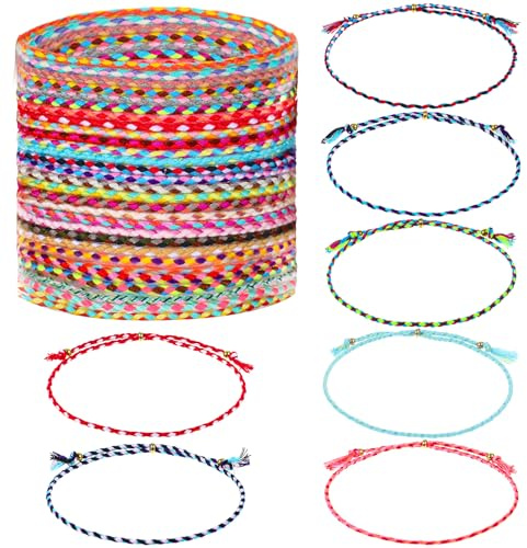 ElevateTech 30Pcs Woven Wrap Friendship Bracelets Handmade Adjustable Colorful Tassels Cotton Rope Bracelets Jewelry Suitable Women Men Teenagers Mixing Color (Mixing Color)