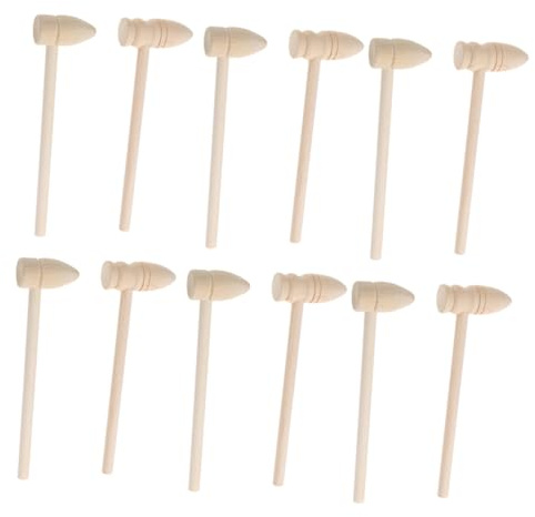 16pcs Mini Wooden Mallet Toy Beige Wood Hammering Pounding | Educational Toy, Burr-free Finish, for Babies and Children, Compact Tool Set with 16 Pieces