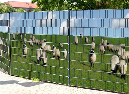Zaundruck – Sichtschutzstreifen für Doppelstabmattenzaun, Zaunstreifen, Sicht- & Windschutz, wetterfest & UV-beständig, Rolle, PVC frei (Baltrum)
