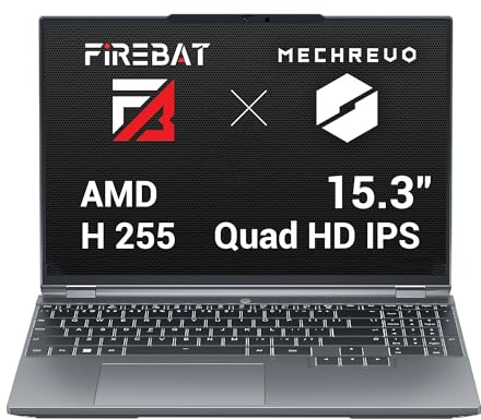 FIREBAT Gaming Laptop Metal 15.3in, 32GB DDR5 RAM, 1TB PCIe4.0 SSD, 2560x1600 16:10 WQXGA Display, Ryzen H255 Processor, RGB Backlit, Laptop PC Notebook Computer for Gamers - Gray【WUJIE 15XPA】