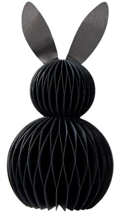 4er oder 6er Set Papier-Hase 3D - Faltbare Waben-Osterdeko zum Hängen - Nachhaltiger Osterschmuck für Fenster, Strauch und Tischdekoration (Schwarz, 6 Stück - ⌀ 8 cm H: 16 cm)