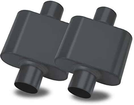 Pair of Single Chamber Performance Race Muffler 3 Center / Center Universal Steel Muffler (3 Inch)