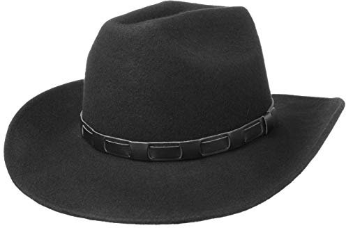 Lipodo Cowboyhut Westernhut aus Wollfilz mit Lederband Made in Italy Damen/Herren Herbst/Winter schwarz S (54-55 cm)