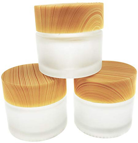 ericotry 3PCS 30G 30ml Empty Refillable Translucent Glass Makeup Cosmetic Face Cream Lip Balm Storage Container Jar Pot Bottle with Liners and Screw Lid for Scrubs Oils Salves Creams Lotions