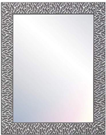 CHELY INTERMARKET MOD156 Espejo De Pared Cuerpo Entero Gris Raya Plateado Estilo Decorativo 40x50cm Rectangular Marco Relieve Perfil Plano para Salón Dormitorio Oficina Fabricado En España