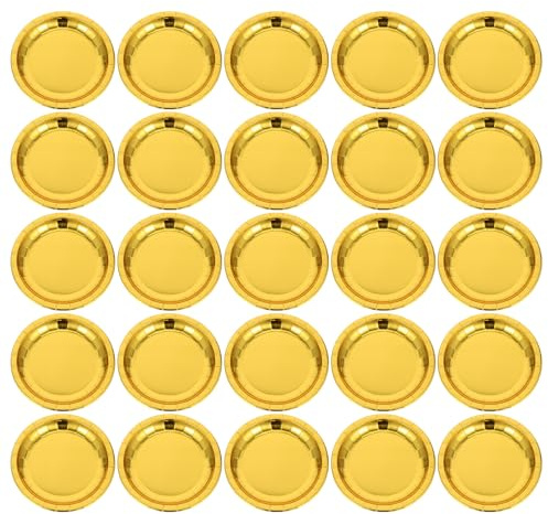 UPKOCH Goldene Einweg-Pappteller 18Cm, 30 StüCk - Robuste Dessertteller FüR Partys, Hochzeiten, Familienfeiern Und Catering