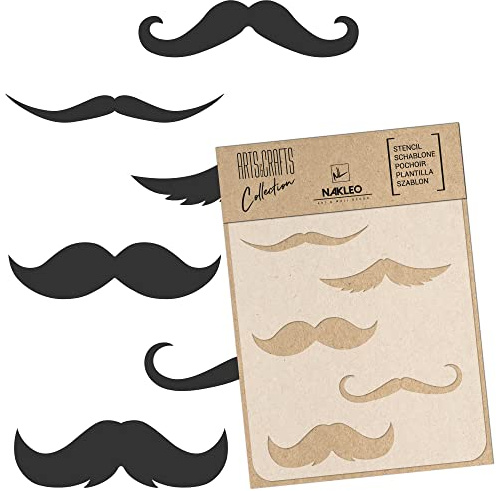 NAKLEO Malschablone für Handwerk A4 21x30cm, Schnurrbart Eleganz Barbierset Muster, Wiederverwendbare Kunststoff DIY & Scrapbooking Zeichenschablone, Decoupage Kunst Vorlage, Wand Stoff Möbel Holz