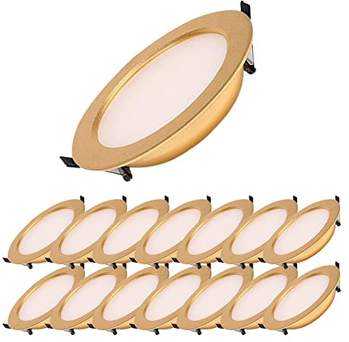 FAZRPIP LED-Panel-Licht, ultradünn, rund, Deckeneinbau-Downlight, Schallwand, 15 Stück, rundes LED-Spot-Licht, AC85–265 V, Tageslicht, Nachrüst-Downlight für Badezimmer, Küche, Büro