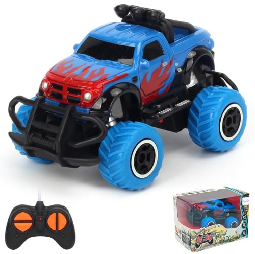 Pup Go Monster Truck Ferngesteuertes Auto mit Licht für Kinder 3-9 Jahr, Robust Mini RC Auto Schnell Offroad Indoor Outdoor, Spielzeug Kleinkind Weihnachten Geburtstagsgeschenk Junge Mädchen, Blau