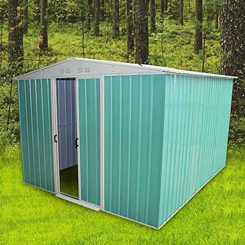 6X4',8x4',8x6',8x8',8x10' Heavy Duty Metal Garden Shed Storage Garage House Outdoor Green Color (8x6')