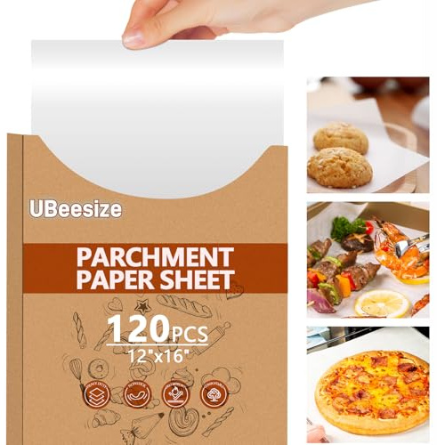 120PCS Thickened Precut Parchment Paper Sheets, 12×16 In Heavy Duty Non-Toxic & Unbleached Parchment Baking Paper, Parchment Paper for Baking, Grilling, Comes in Convenient Packaging