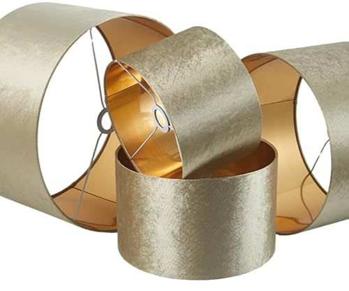 Samt Lampenschirm Blasses Grün 30 cm mit goldener Innenseite E14/ E27