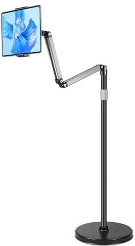 YSSHUI Soporte para tableta con base robusta – Soporte giratorio ajustable de cuello de cisne para iPad, Galaxy Tab, Kindle, teléfonos (12,9 a 33 cm)