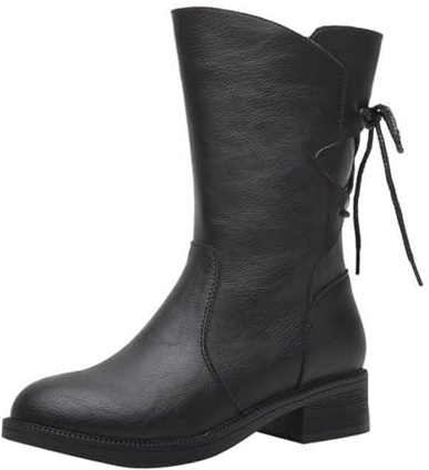 Botas de invierno para mujer, antideslizantes, impermeables, cálidas, con cordones, suaves y cómodas, con suela gruesa, zapatos de esquí para exteriores, zapatos simples de un solo color, Negro , 37
