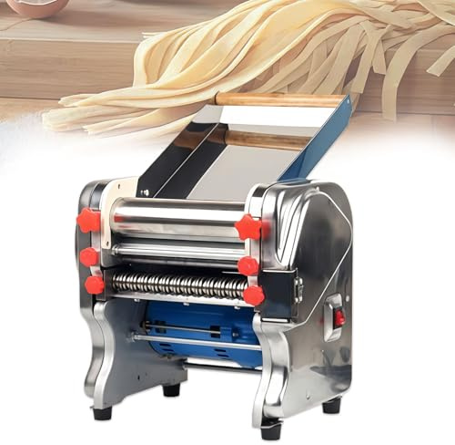Glowdora Máquina De Pasta Eléctrica, Motor De 550w con 2 Cuchillas (3 Mm/9 Mm) Y Grosores Ajustables De 0.1-5 Mm, Acero Inoxidable para Hacer Fideos Fresca Casera