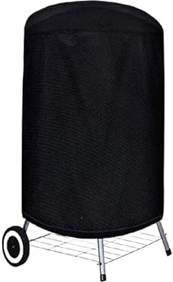 Telo Copri Barbecue Protettivo, Copertura protettiva for barbecue elettrico in tessuto 210D, impermeabile e resistente, for da giardino, rotonda, nera(62x105cm 210D)