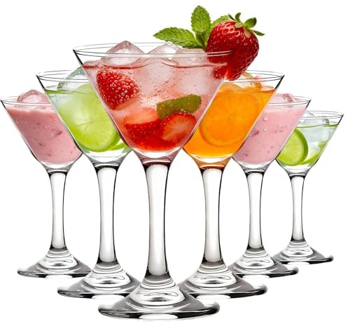 MYKAGS Set of 6 Elegant 160ML Martini Cocktail Glasses with Handle Handcrafted Crystal Drinkware, Ideal for Parties and Celebrations