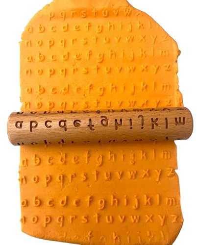 Lower Case a - z Alphabet Rolling Pin Wooden Playdough Roller