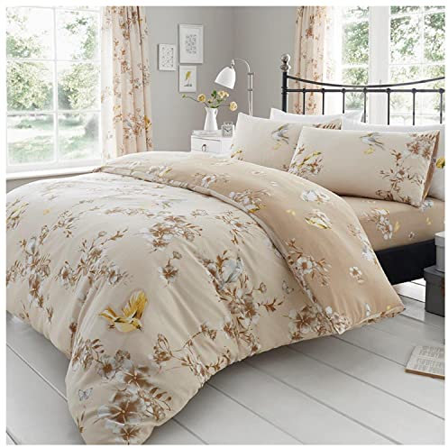 GC GAVENO CAVAILIA Funda de edredón Floral Doble, Juego de Ropa de Cama botánica Reversible, Funda de edredón de polialgodón, Natural (200 x 200cm)