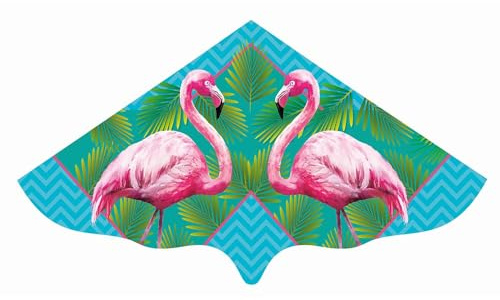 Günther Flugspiele 1108 - Einleiner-Drachen Flamingo, ca. 115 x 63 cm, Kinderdrachen aus robuster PE-Folie, für Kinder ab 4 Jahren, inkl. Griff und Drachenschnur