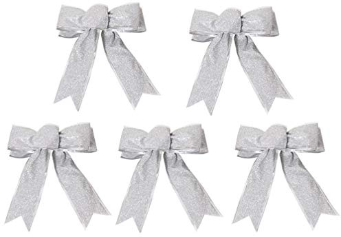 Heallily 5 Stück Weihnachtsschleifen Schleifenband Glitzerstoff Geschenkschleife Knotenband Verpackungsband für Weihnachtsbaum Geschenke Dekoration