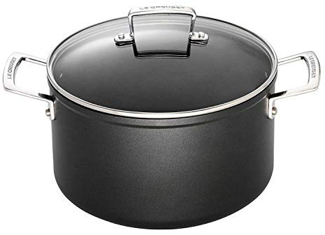 Le Creuset Pentola in Alluminio Antiaderente con Coperchio, diameter 24 cm, per per tutte le fonti di calore, induzione incluso, Nero, 51111240010502